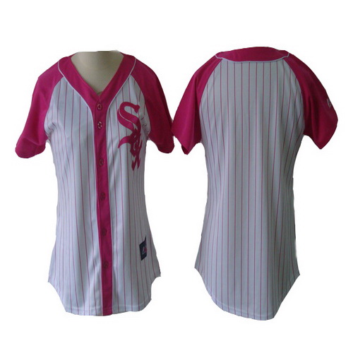 Brand ChicagoSox Blank White Womens Pink Splash Fashion MLB Jersey By Majestic